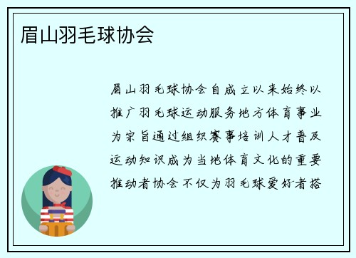 眉山羽毛球协会